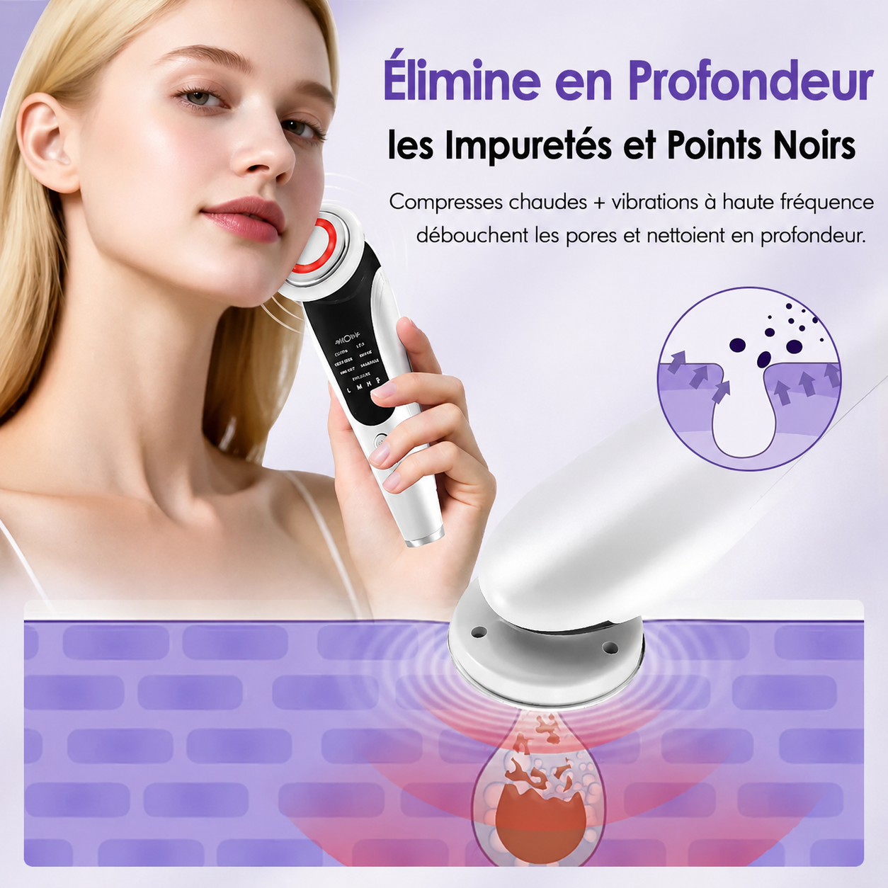 Masseur Facial EMS – Luminothérapie LED, Microcourant & Chaleur