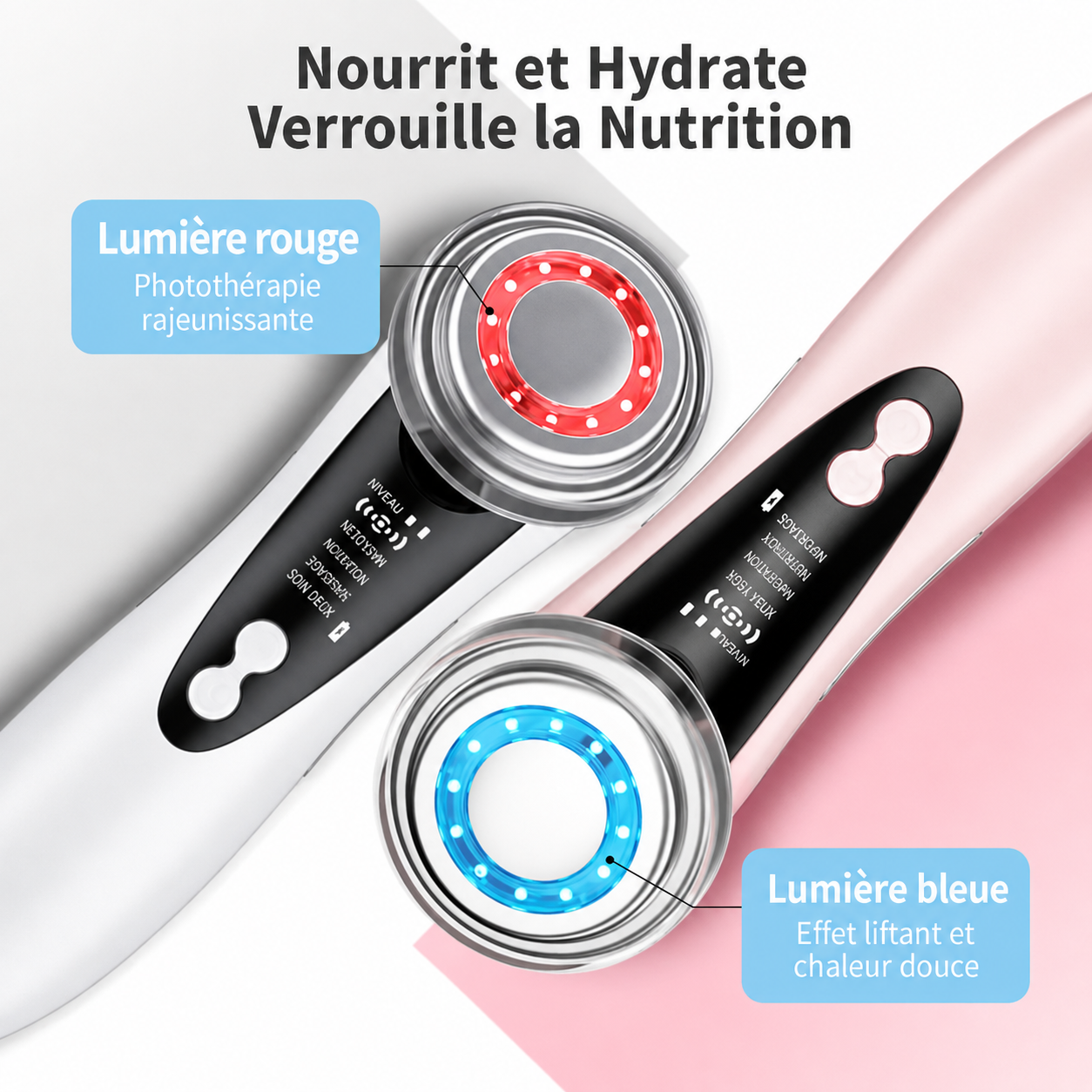 Masseur Facial EMS – Luminothérapie LED, Microcourant & Chaleur