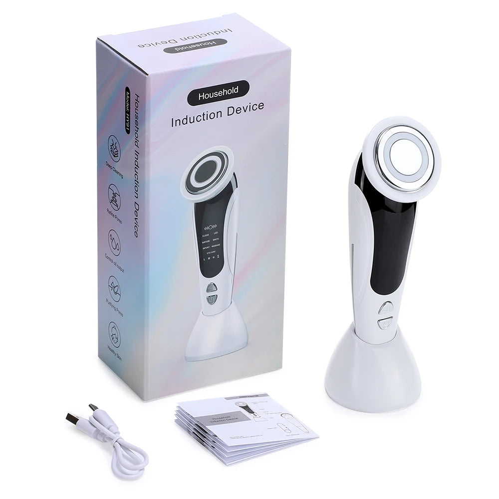 Masseur Facial EMS – Luminothérapie LED, Microcourant & Chaleur
