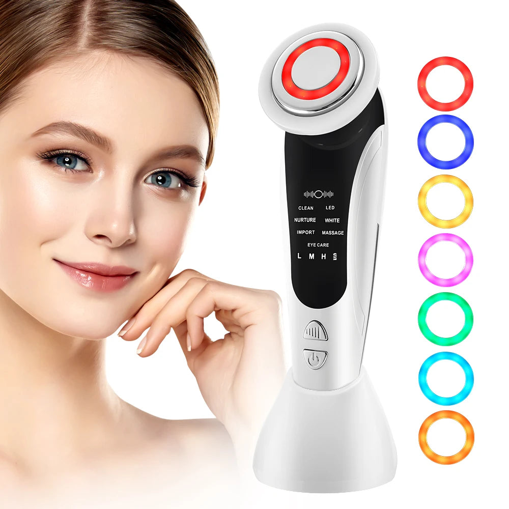 Masseur Facial EMS – Luminothérapie LED, Microcourant & Chaleur