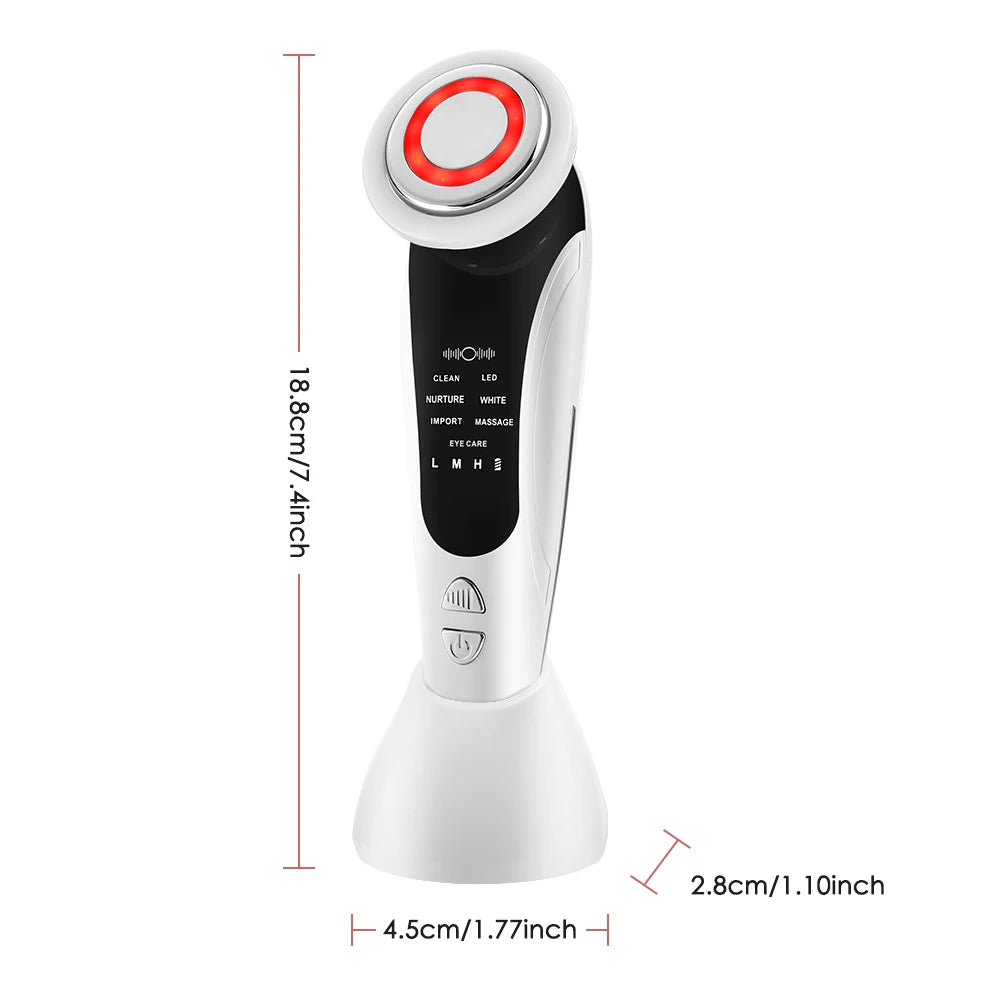 Masseur Facial EMS – Luminothérapie LED, Microcourant & Chaleur